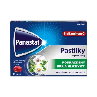 Panastat bylinné pastilky s vitamínem C příchuť malina 16ks